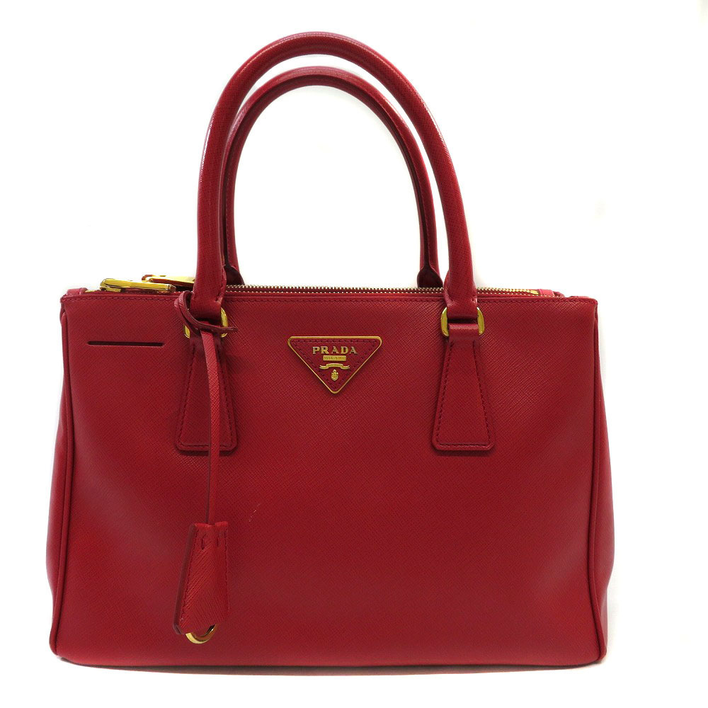 PRADA Bag Tote Shoulder Red Leather